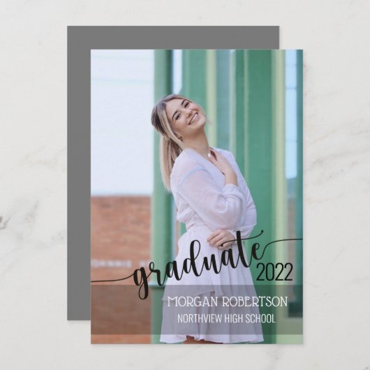 写真エレガントの卒業招待状 招待状 (正面/裏面)