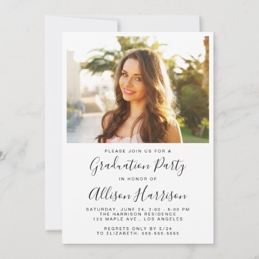 写真エレガントの卒業記念パーティー 招待状 (裏面)