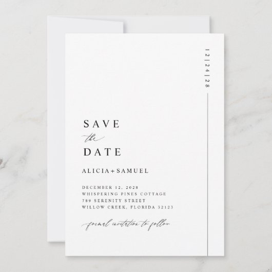 写真エレガントの宛先の結婚式の日付の保存 招待状 (裏面)