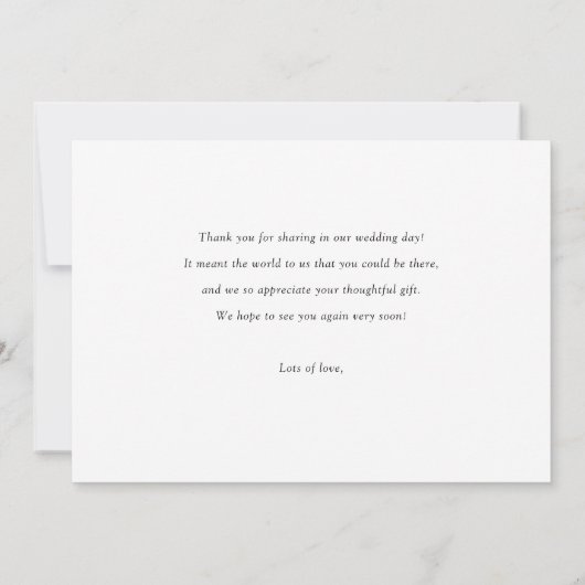 写真エレガントの愛と感謝していカスタム結婚式 サンキューカード (裏面)