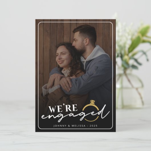 写真エレガントの発表の婚約したクリスマス シーズンカード (スタンド正面)