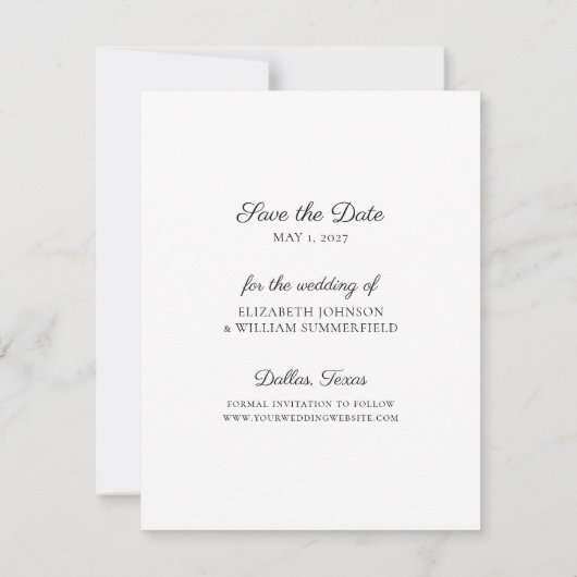 写真エレガントの発表日を結婚保存 招待状 (裏面)