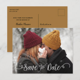 写真エレガントの白結婚日付の保存 案内ポストカード