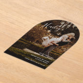 写真エレガントの結モダン婚日の保存 アクリル招待状 (レイダウン)