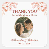 写真エレガントの結婚ありがとう スクエアシール (正面)