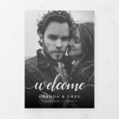写真エレガントの結婚ウェルカムレター&旅程 三つ折りプログラム (カバー)