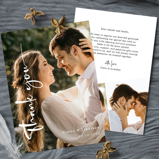 写真エレガントの結婚サンキューカードパーソナライズされた サンキューカード