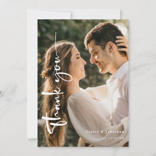 写真エレガントの結婚サンキューカードパーソナライズされた サンキューカード (正面)