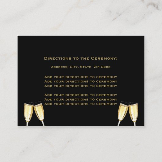 写真エレガントの結婚シャンパンの方向 エンクロージャーカード (裏面)