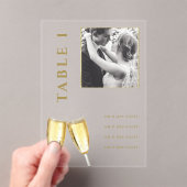 写真エレガントの結婚シャンパンテーブル番号 アクリル招待状 (インサイチュ (ポータブル))