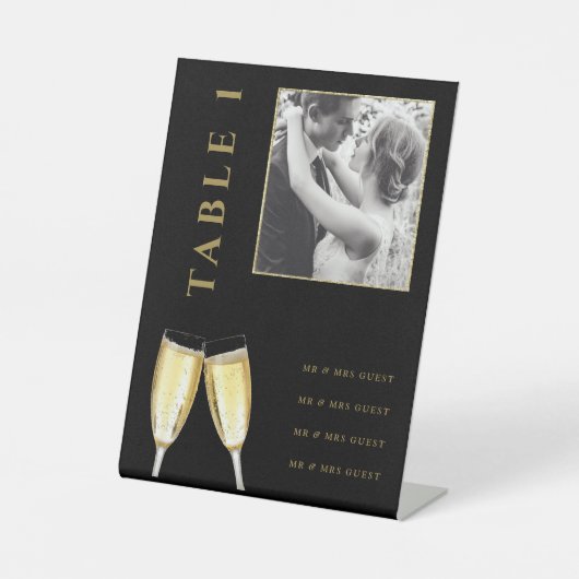 写真エレガントの結婚シャンパンテーブル番号 台座サイン (正面)