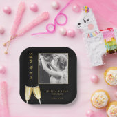 写真エレガントの結婚シャンパン ペーパープレート (パーティー)