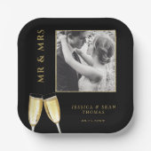 写真エレガントの結婚シャンパン ペーパープレート (正面)