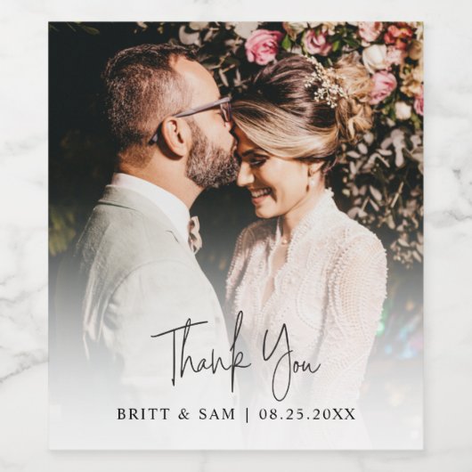 写真エレガントの結婚スクリプトワイン ワインラベル (シングルラベル)