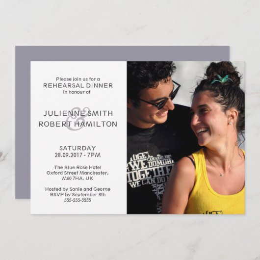 写真エレガントの結婚リハーサルディナー 招待状 (正面/裏面)