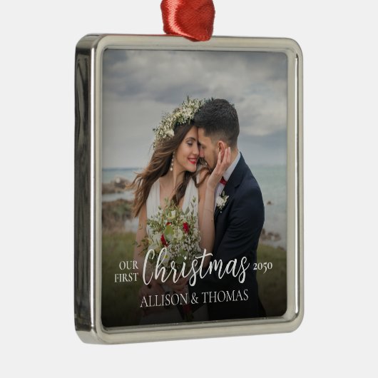 写真エレガントの結婚初めてのクリスマスシンプル メタルオーナメント (右)