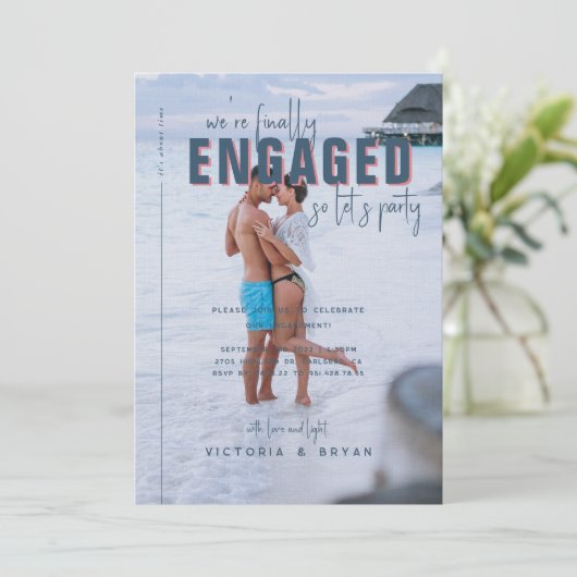 写真エレガントの結婚婚約パーティ 招待状 (スタンド正面)