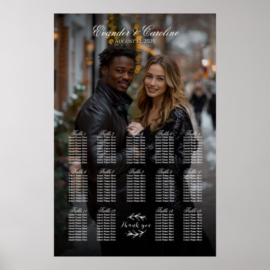 写真エレガントの結婚座席表14枚 ポスター (正面)