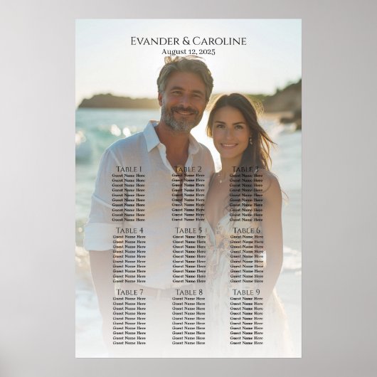 写真エレガントの結婚座席表9表 ポスター (正面)