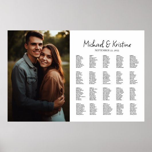 写真エレガントの結婚座席表（編集可能） ポスター (正面)