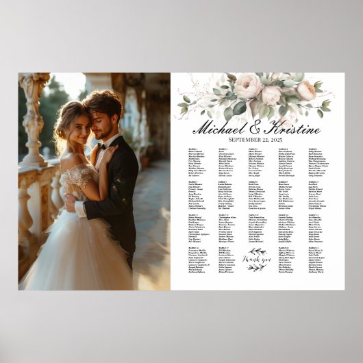 写真エレガントの結婚座席表, 19表 ポスター (正面)