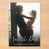 写真エレガントの結婚式のスクリプトの日付の保存 アクリル招待状 (正面)