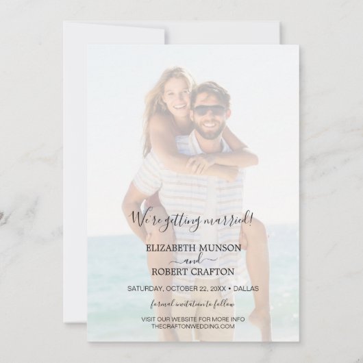 写真エレガントの結婚式のスクリプトの日付の保存 セーブザデート (裏面)