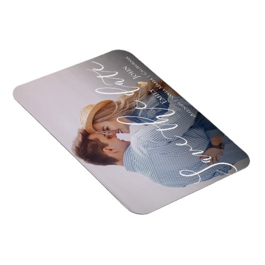 写真エレガントの結婚式のスクリプトの日付の保存 マグネット (右側)