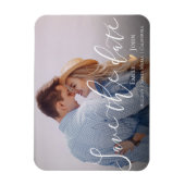 写真エレガントの結婚式のスクリプトの日付の保存 マグネット (縦)