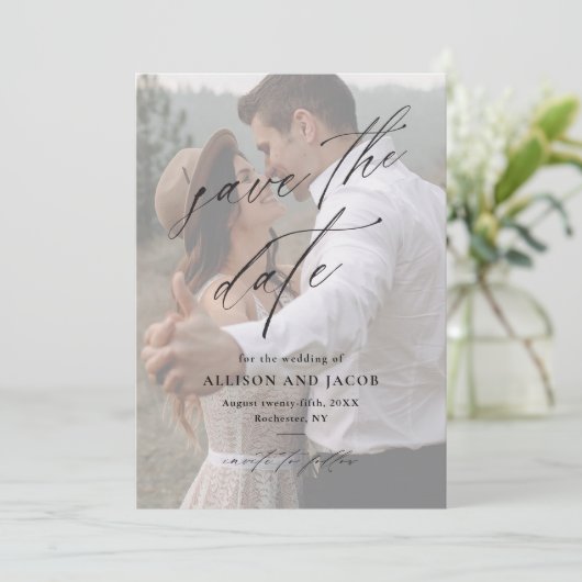 写真エレガントの結婚式のスクリプト日付の保存 セーブザデート (スタンド正面)