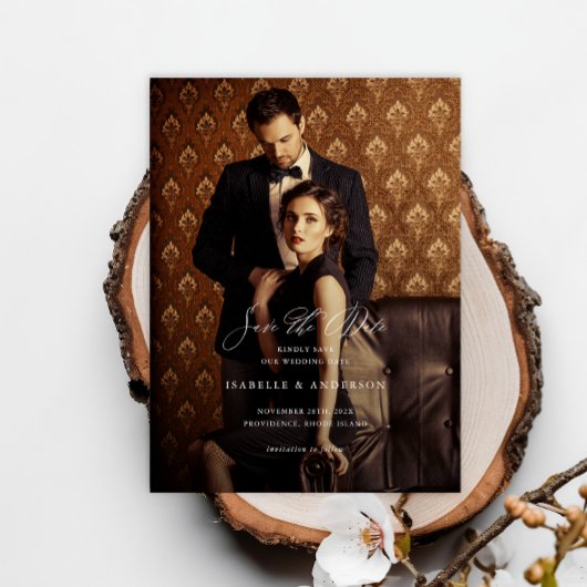 写真エレガントの結婚式のスクリプト日付の保存 ポストカード