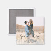 写真エレガントの結婚式のスクリプト日付の保存 マグネット (正面/裏面)