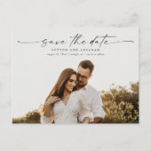 写真エレガントの結婚式のスクリプト日付の保存 案内ポストカード (正面)