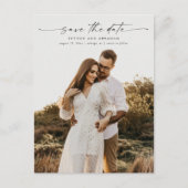 写真エレガントの結婚式のスクリプト日付の保存 案内ポストカード (正面)