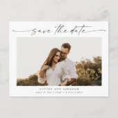 写真エレガントの結婚式のスクリプト日付の保存 案内ポストカード (正面)