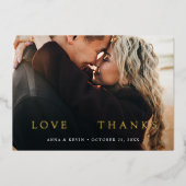 写真エレガントの結婚感謝ゴールドフォイルカード 箔招待状 (正面)