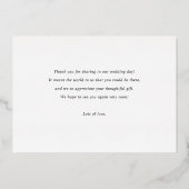 写真エレガントの結婚感謝ゴールドフォイルカード 箔招待状 (裏面)