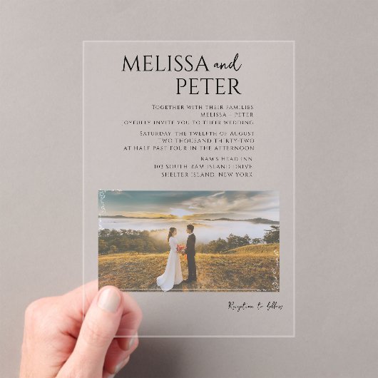 写真エレガントの結婚数 アクリル招待状 (インサイチュ (ポータブル))