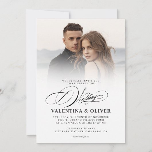 写真エレガントの結婚数 招待状 (正面)