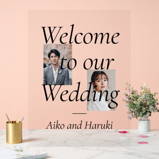 写真エレガントの結婚歓迎 アクリルサイン (ウェディング)