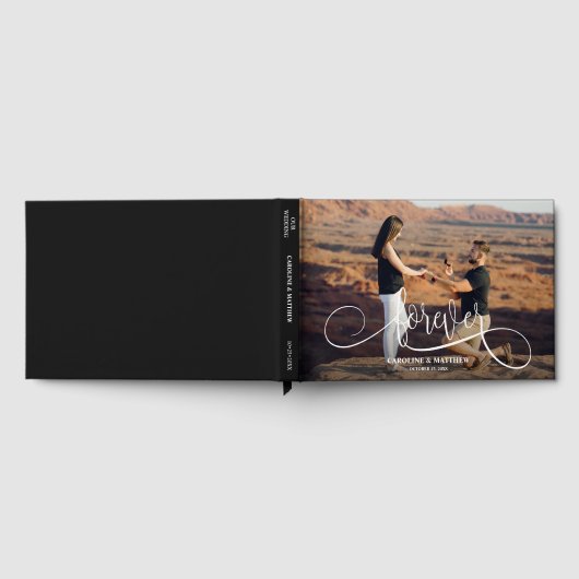 写真エレガントの結婚黒いページ ゲストブック (全面)