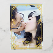 写真エレガントの背面と前面の金ゴールド 箔招待状 (正面)