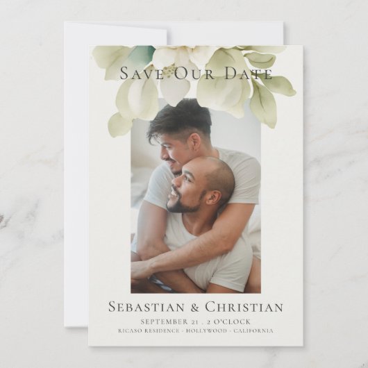 写真エレガントの葉が日付を保存結婚する (正面)