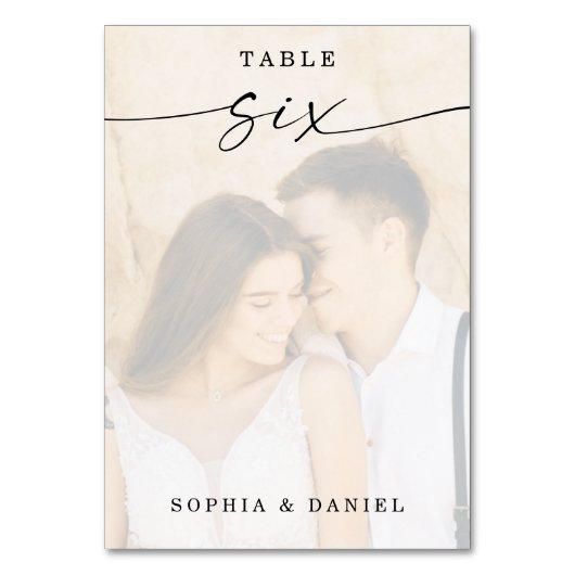 写真エレガントの表結婚6のスクリプト テーブルナンバー (正面)