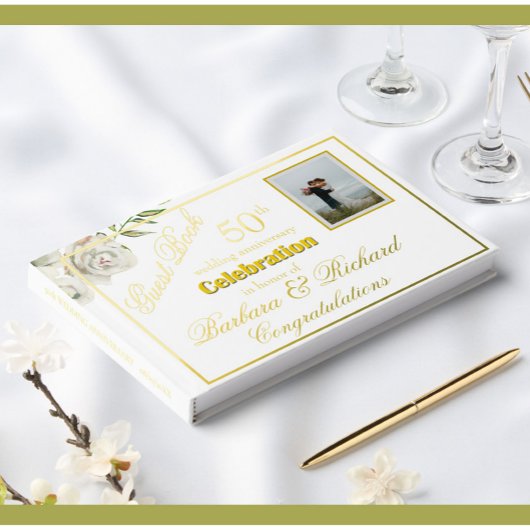 写真エレガントの記念結婚パーティー金箔 ゲストブック