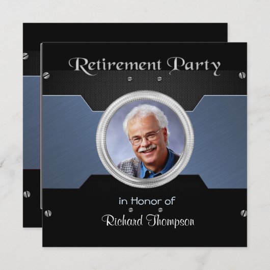 写真エレガントの退職パーティの招待状 招待状 (正面/裏面)