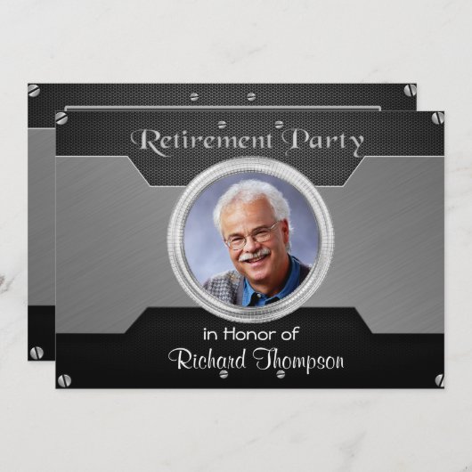 写真エレガントの退職パーティの招待状 招待状 (正面/裏面)