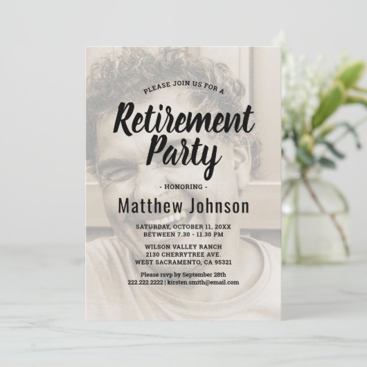 写真エレガントの退職パーティー 招待状 (スタンド正面)