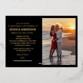 写真エレガントの金ゴールド結婚が日付を保存 箔シーズンカード (裏面)