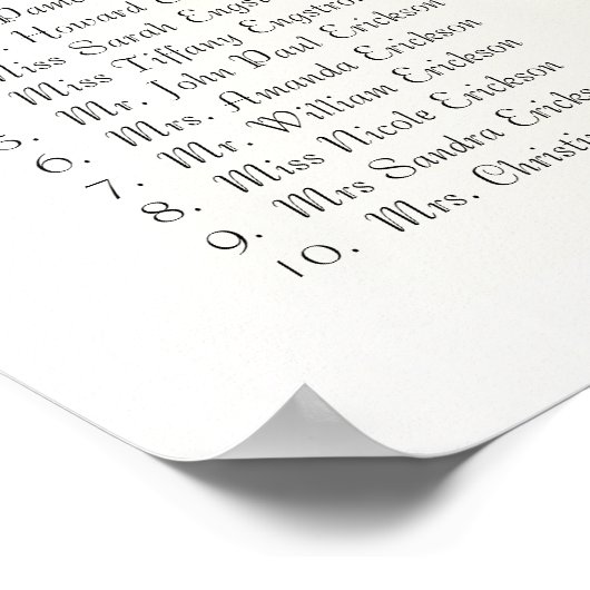 写真エレガントはこちら結婚の座席表 ポスター (角)